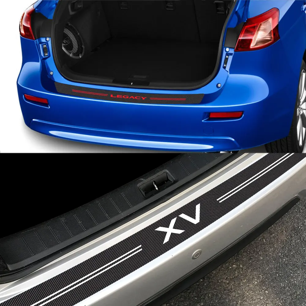 ألياف الكربون نمط مانع صدمات خلفي للسيارة الجذع ملصقات لسوبارو فورستر XV BRZ Crosstrek Ascent WRX Outback XV Exiga Levorg