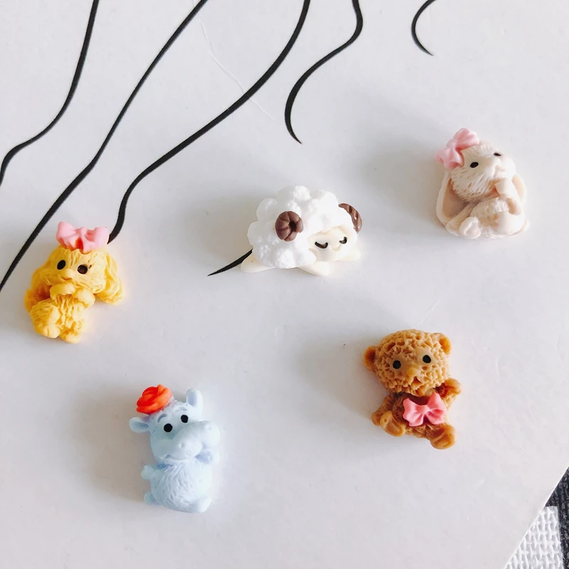 DIY jewelry accessories wholesale acrylic resin cute cartoon puppy hippo sheep patch non-porous small pendant