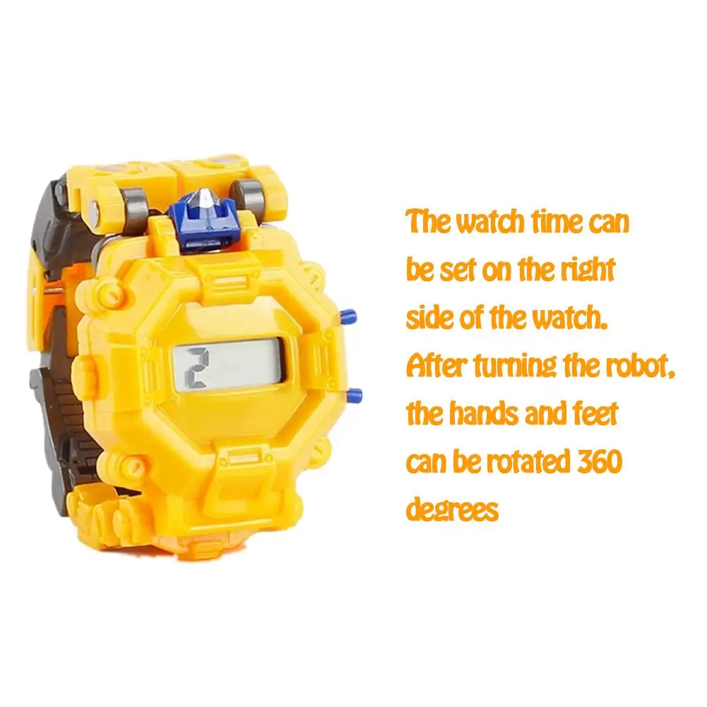 Robot Transformation Wristwatch Toy Mecha Robot Electronic Watch Children Sports Cartoon Watches Kids Clock Xmas Gifts