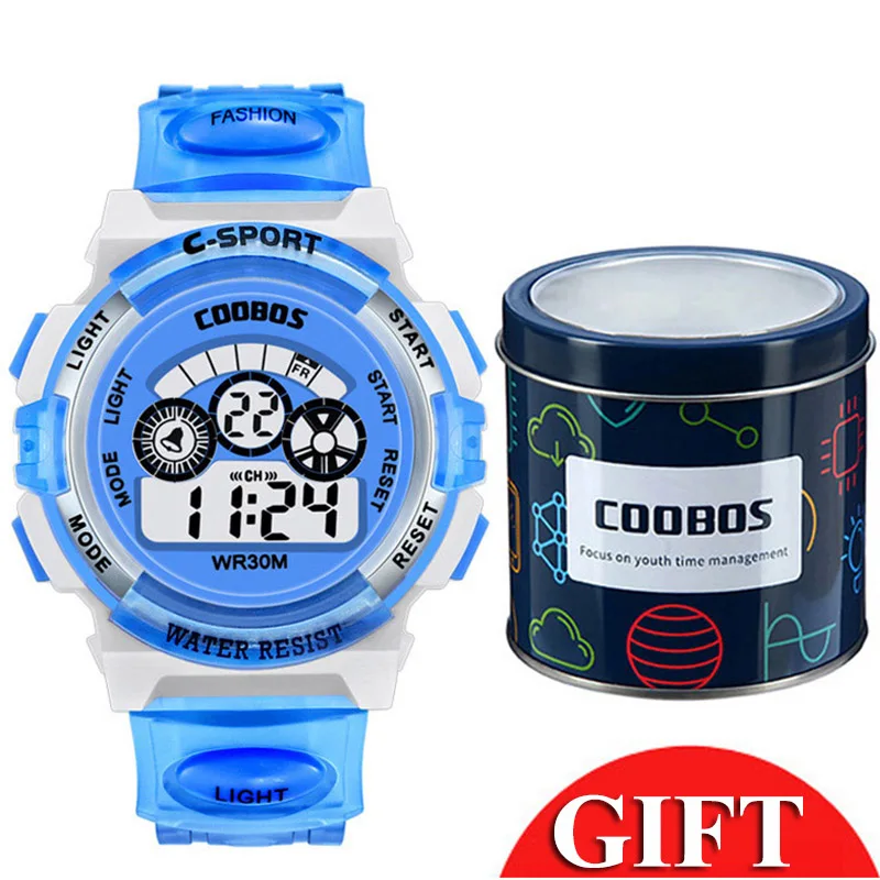 Sky Blue Crystal Strap Boys Watches Kids Sport Waterproof Digital Watch Girl Colorful Led Children Gift Clock New Reloj Infantil