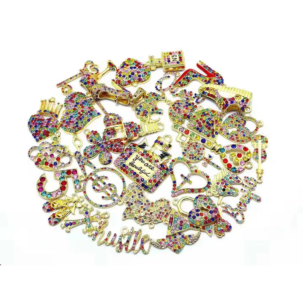 

35Pcs Colorful Rhinestone Mixed Delicate Girls Charms Fit For Women DIY Jewelry Accessories N9