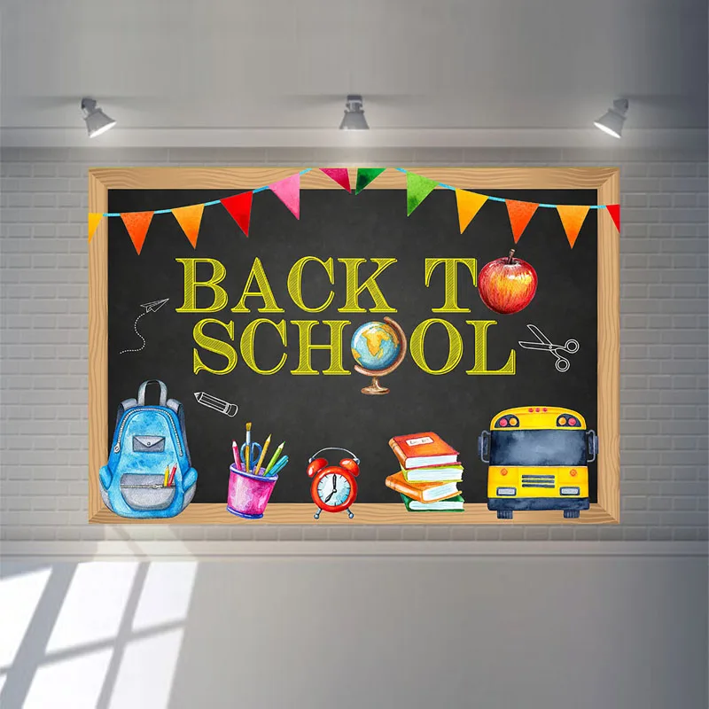  Back To School Backdrop Blackboard Bag Pencil Photography Backdrops Back To School Party Banner Decor Photo Backdrops