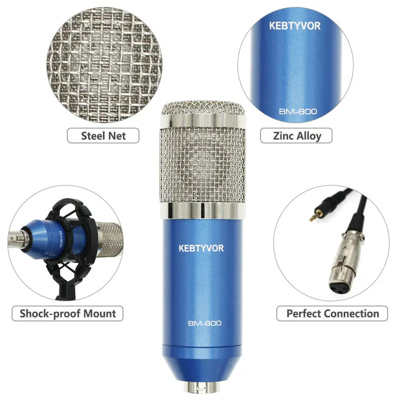 microfone bm 800 Studio Microphone Professional microfone bm800 Condenser Sound Recording Microphone For computer