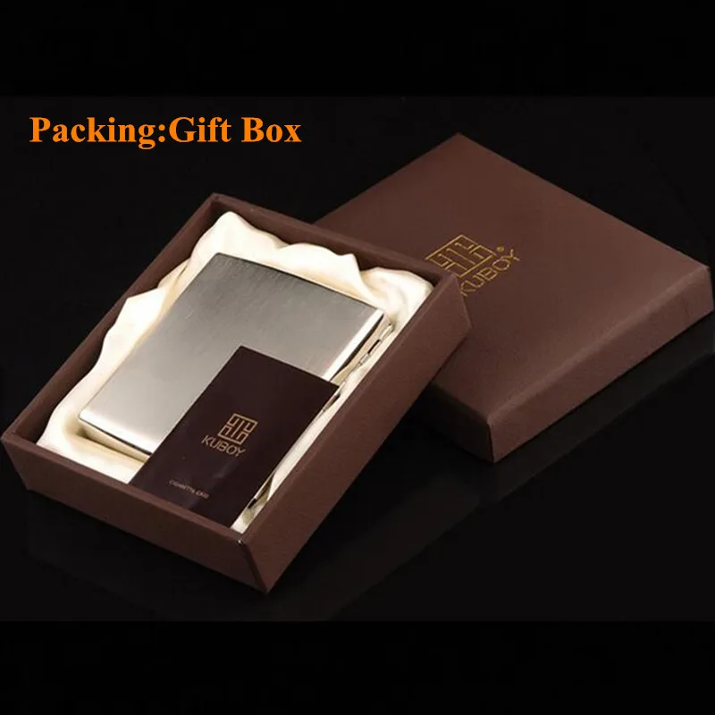 KC1-01 Super Quality Male 20 Metal Cigarette Case Stainless Steel Portable Cigarette Storage Box Bin Smoking Holders