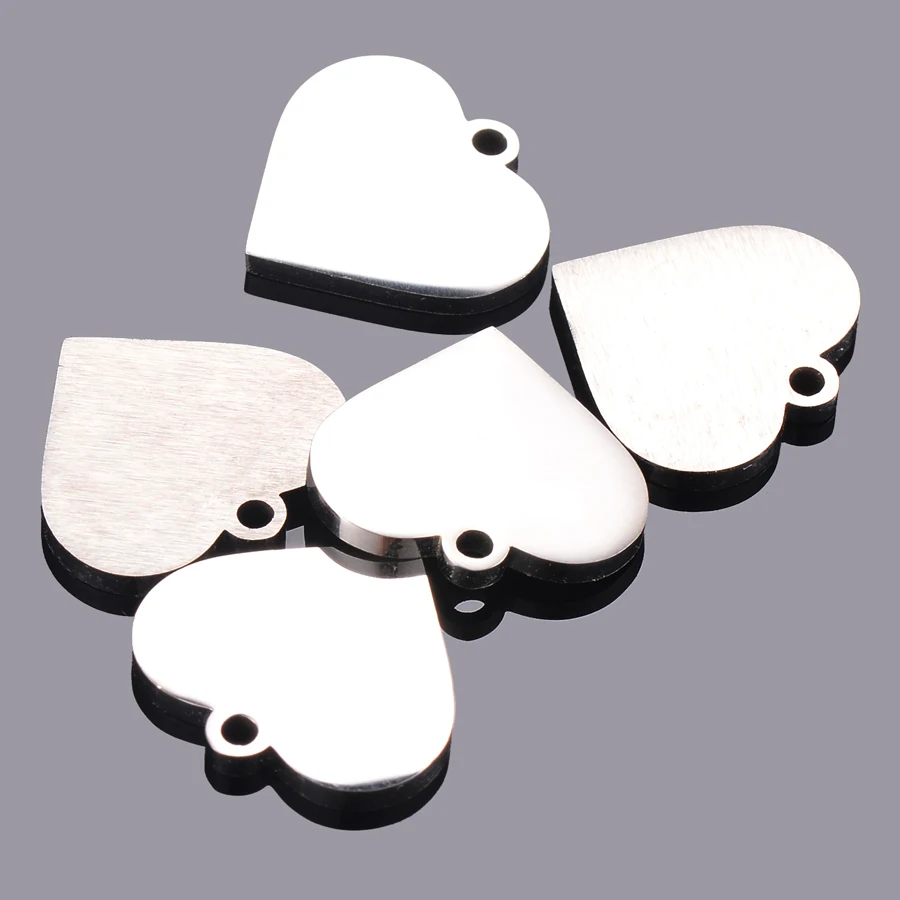 10 sztuk hurtownie 15x15mm serce Charms 3 kolory ze stali nierdzewnej puste ID nieśmiertelniki wisiorek komponenty do biżuterii, Dropshipping — zdjęcie 7