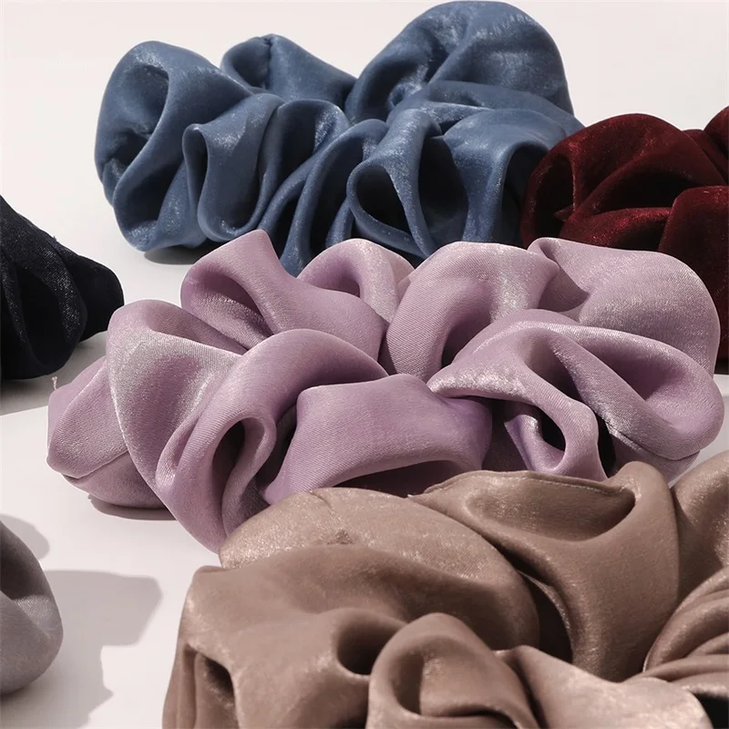 Fashion Velvet Scrunchies Women Elastic Hair Band Elegant Colorful Solid Color Large Scrunchie Girls Hair Accessories Headwear