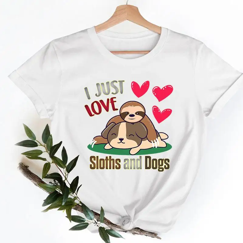 Women T-shirts Ladies Fashion Casual Clothing Cartoon Clothes Sloth Lovely Sleep Letter Female Tee Short Sleeve Graphic Tshirt