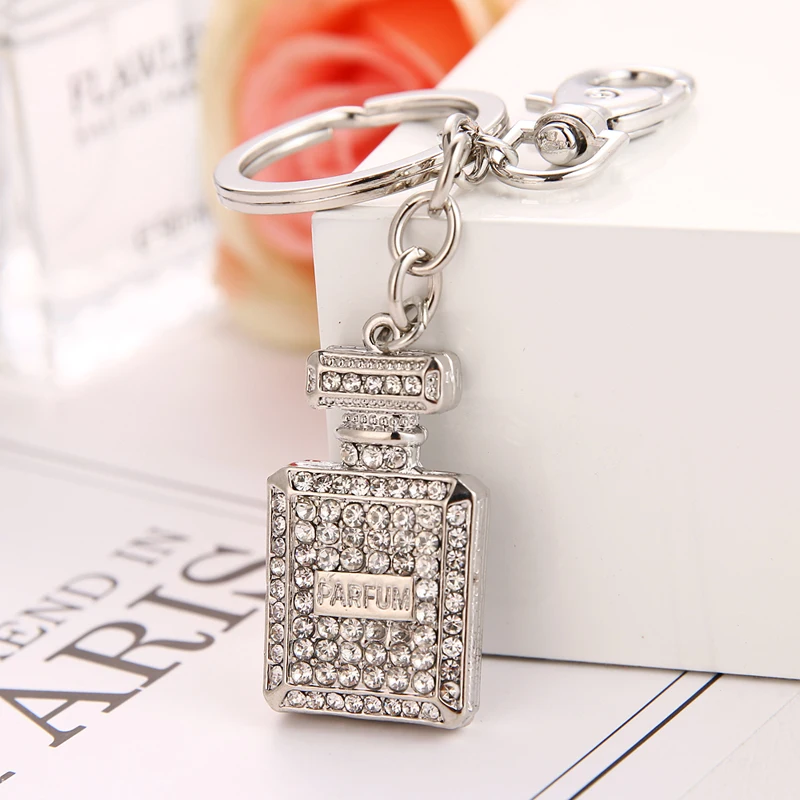 2021 spring fashion new metal rhinestone crystal gem perfume bag wallet keychain birthday party gift