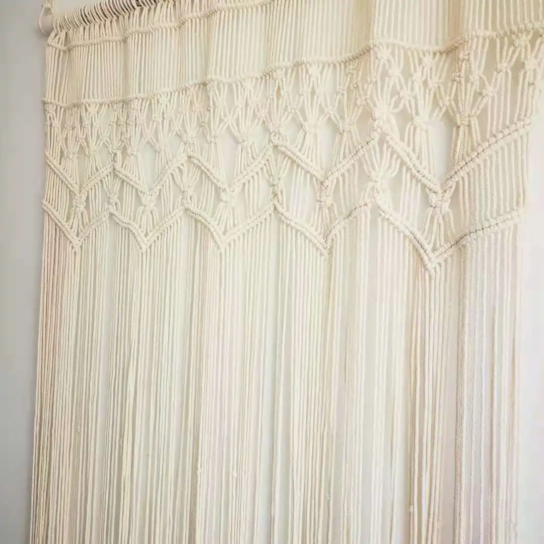 Imagem -02 - Macrame Cortina de Algodão Tecido à Mão Boêmio Tapeçaria para Sala Divisória Janela Cortinas Fundo Casamento 90x175cm