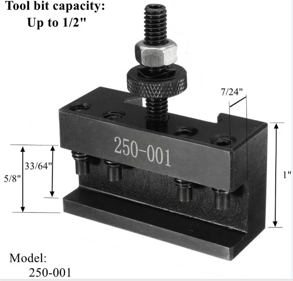 CNC 250-001 Lathe Tool Holder Quick Change Tool Post Cutter Holder Screw Kit Set Boring Bar Turning Facing Holder Wrench