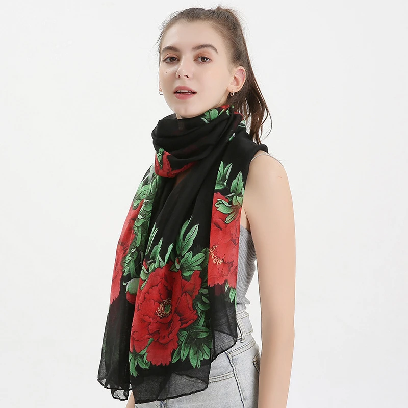 Moda balijski bawełniany lniany szalik kobiety etniczne stylowe szaliki i szal kobiet duży rozmiar wydruku ciepłe wiatroszczelne okłady hurtowych