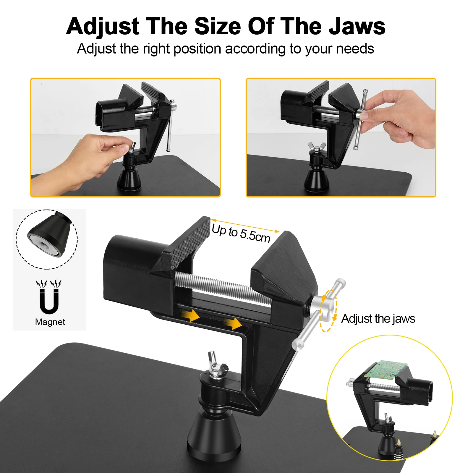 Imagem -03 - Newacalox Solda Magnética Ajudando as Mãos Terceira Mão Base Resistente Estação de Trabalho de Soldagem Suporte de Pistola de ar Quente para Reparo de Solda