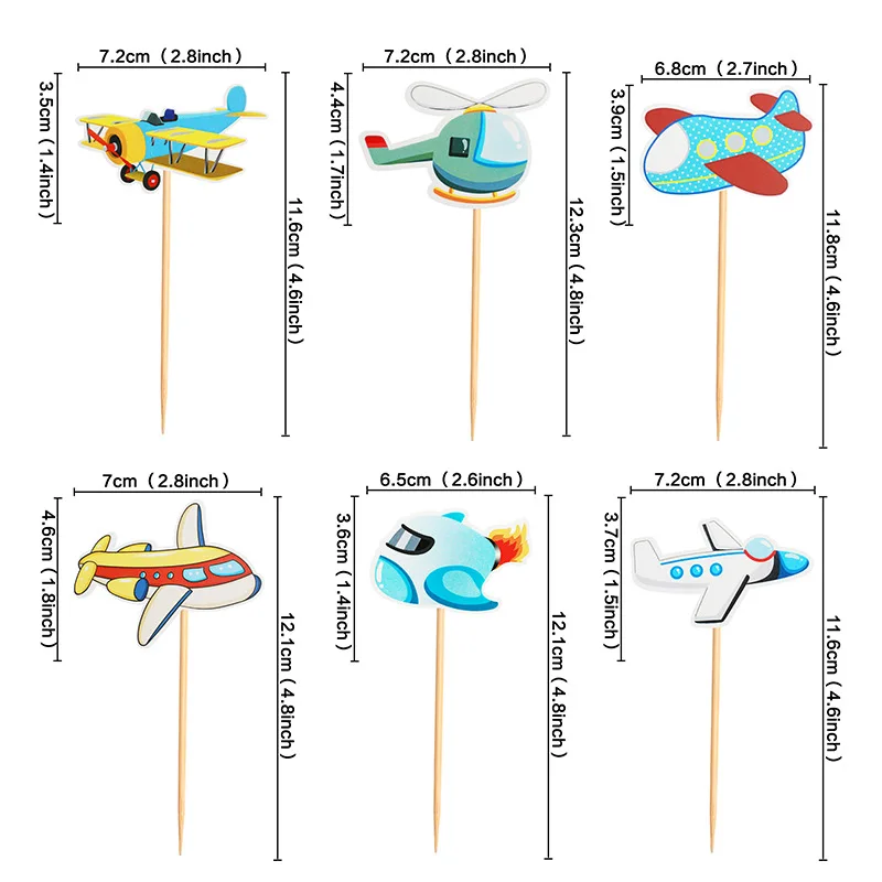 12Pcs Airplane Cupcake Toppers Helicopter Gender Reveal Theme Cake Decoration for Baby Shower Kids Birthday Party Supplies