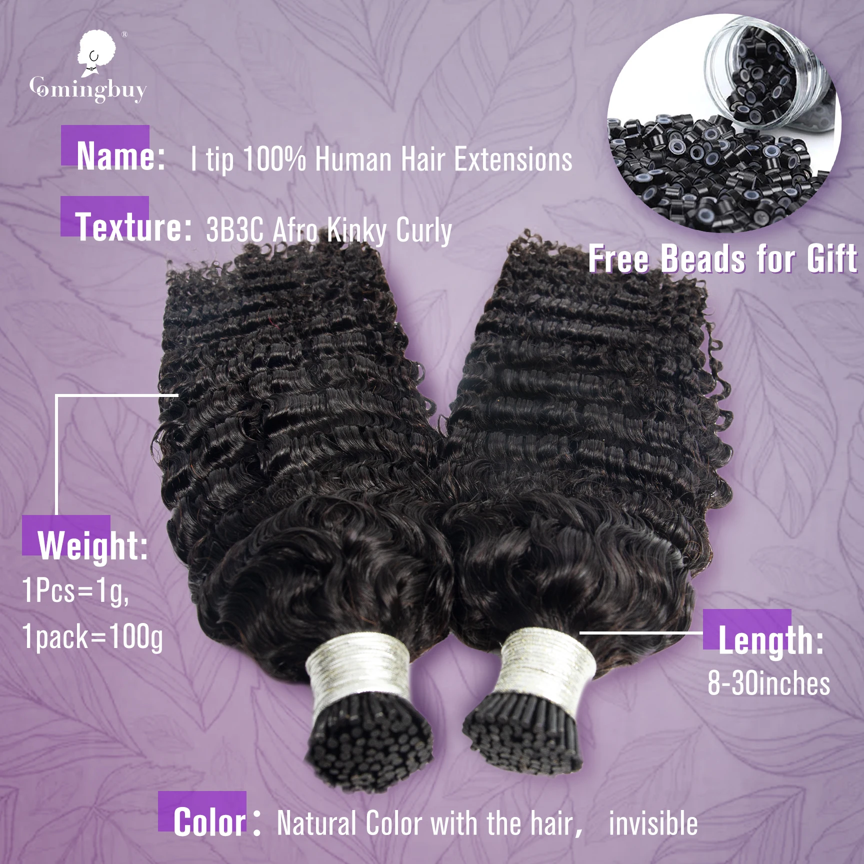 Kinky Curly I Tip Microlinks Human Hair Extensions For Black Women Brazilian Virgin Hair Bulk Natural Black Color Extension