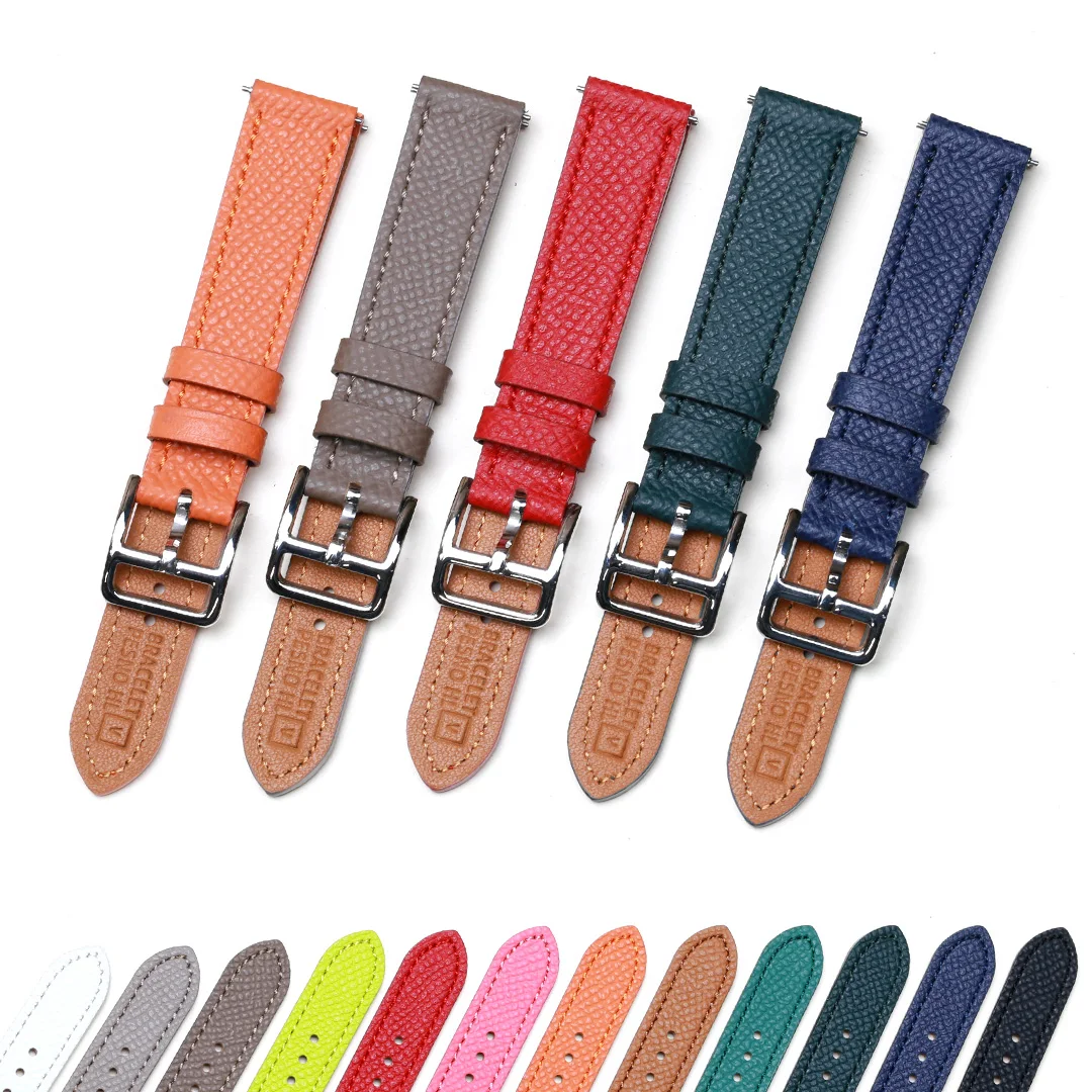 PESNO compatible with Hermes H Hour HH1.210 501 16mm20mm Genuine Calf Skin Leather Watch Straps Top Layer Leather Watch Bands