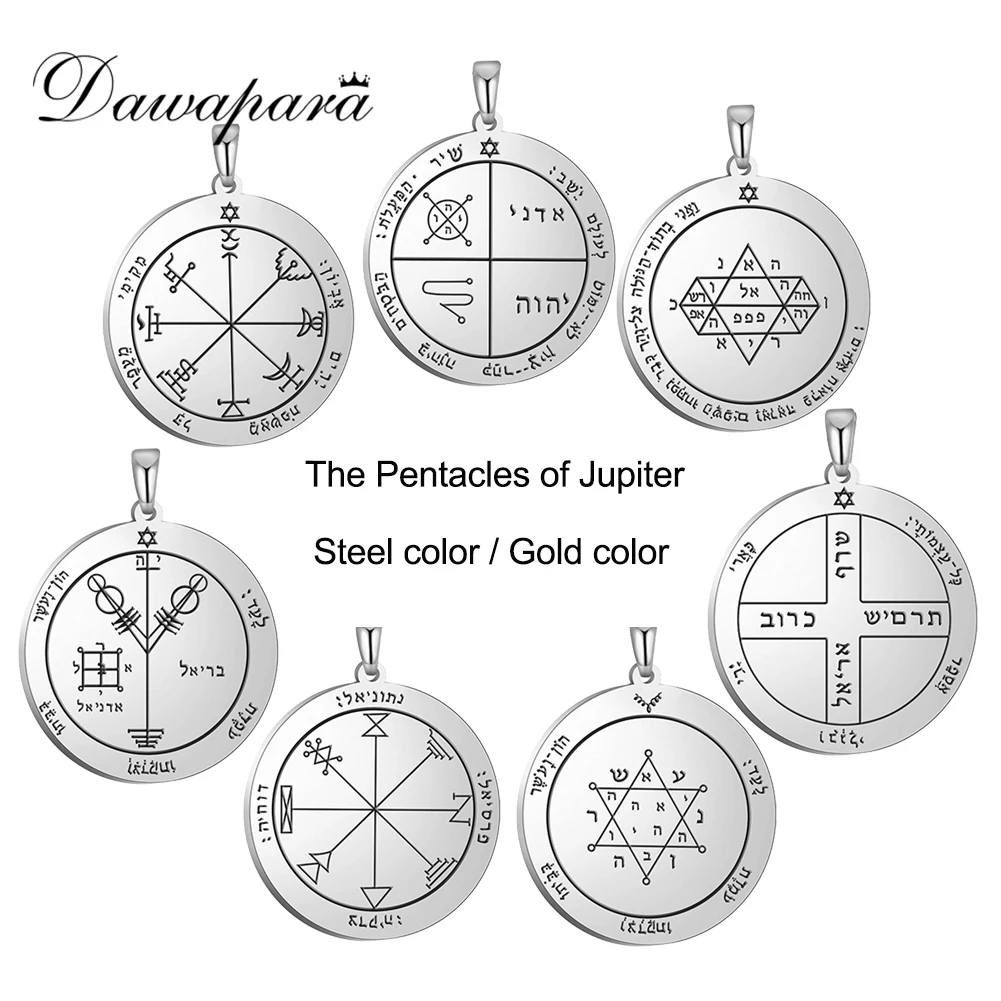 Dawapara Pentacle of Jupiter Solomon Talisman Acquiring Glory and Riches  Pendant DIY for Necklace Stainless Steel Accessories