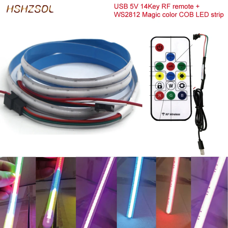 

14key USB port Smart Flexible COB RGB Dream Color Magic Digital 5V Addressable LED Strip High Density 332leds/m WS2812B Strip