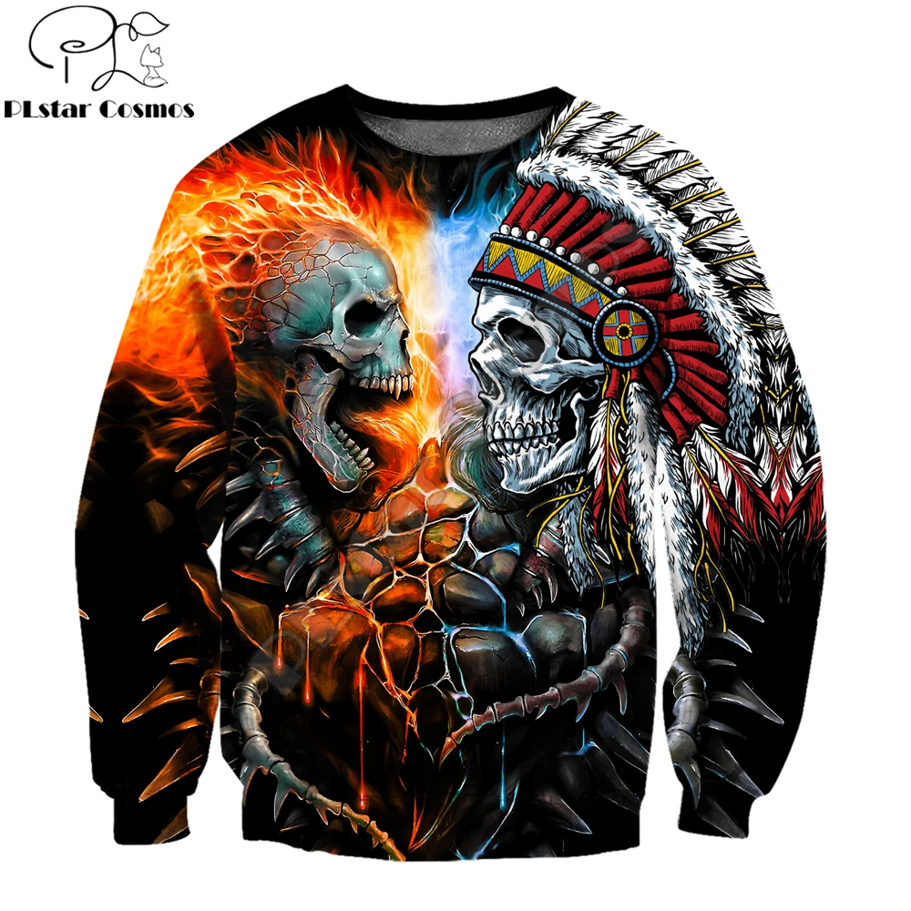 Sudadera de pesca para hombre otoño estampado 3D calavera nativa KJ503