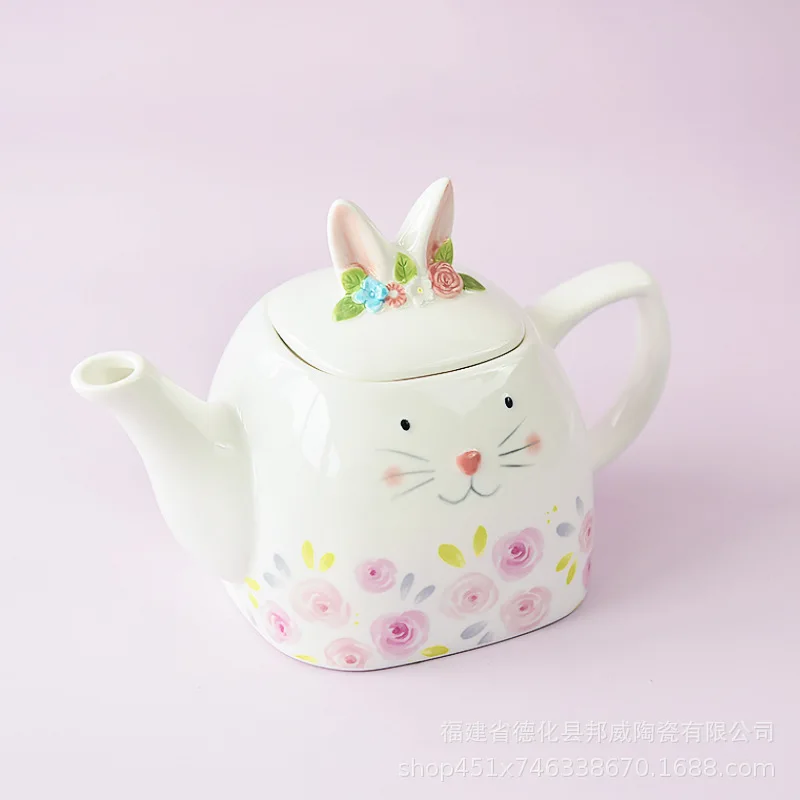 Bainiwei Nordic style ins cute ceramic teapot large fresh rabbit Kung Fu scented tea teapot afternoon tea.