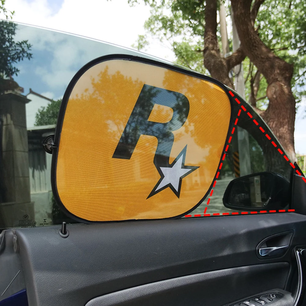 2Pcs Car Window Sunshade Cover Cartoon Universal Side Window Sunshade UV Protection For Game GTA