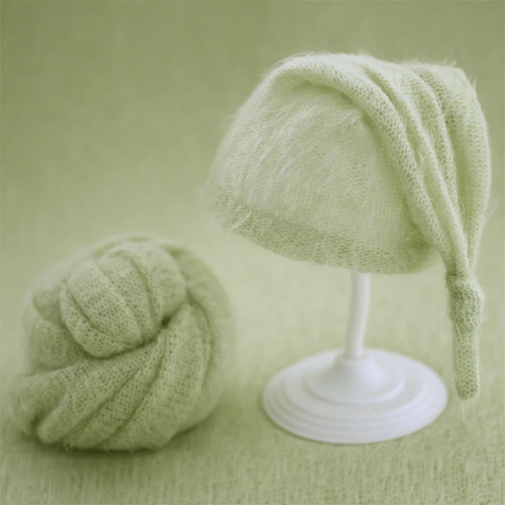 ❤️Newborn Photography Clothing Mohair Knot Hat+Wrap 2Pcs/set Studio Baby Photo Props Accessories Infant Shoot Cap Wraps Outfits