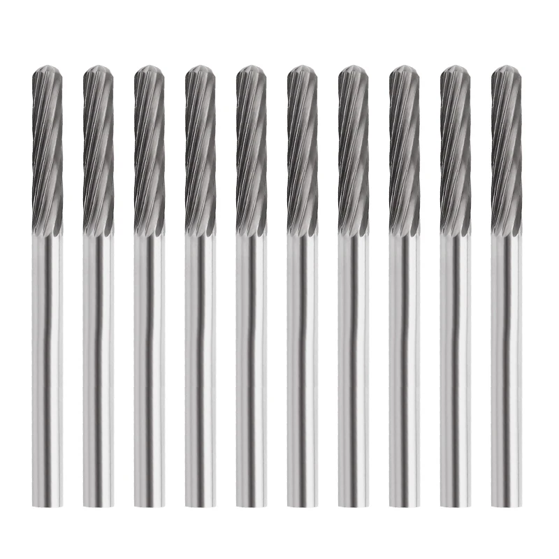 XCAN Rotary File 10pcs 3mm Tungsten Carbide Rotary Burrs Set Accessories for Rotary Tools Milling Cutter Engraving Bits