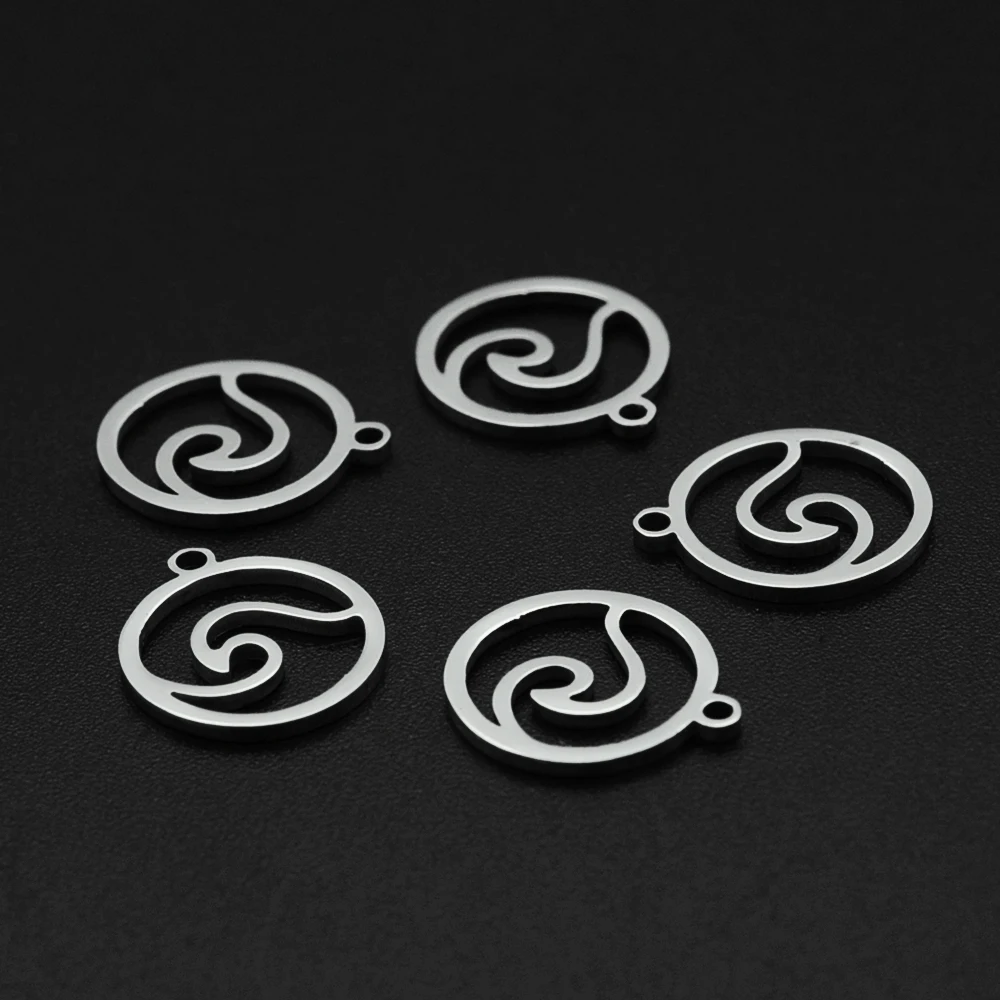 5pcs/lot 14x12 316 Stainless Steel Wave DIY Jewelry Charm Wholesale Factory Price Top Quality Never Fade OEM order Accepted