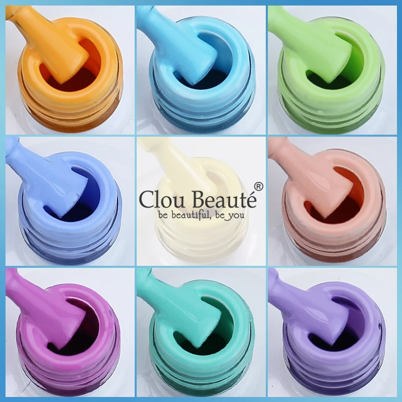 Esmalte en gel Clou Beaute, colores neón marrón, azul real, rojo, verde, pastel, nude, barnices de uñas, gel de acabado, UV 2