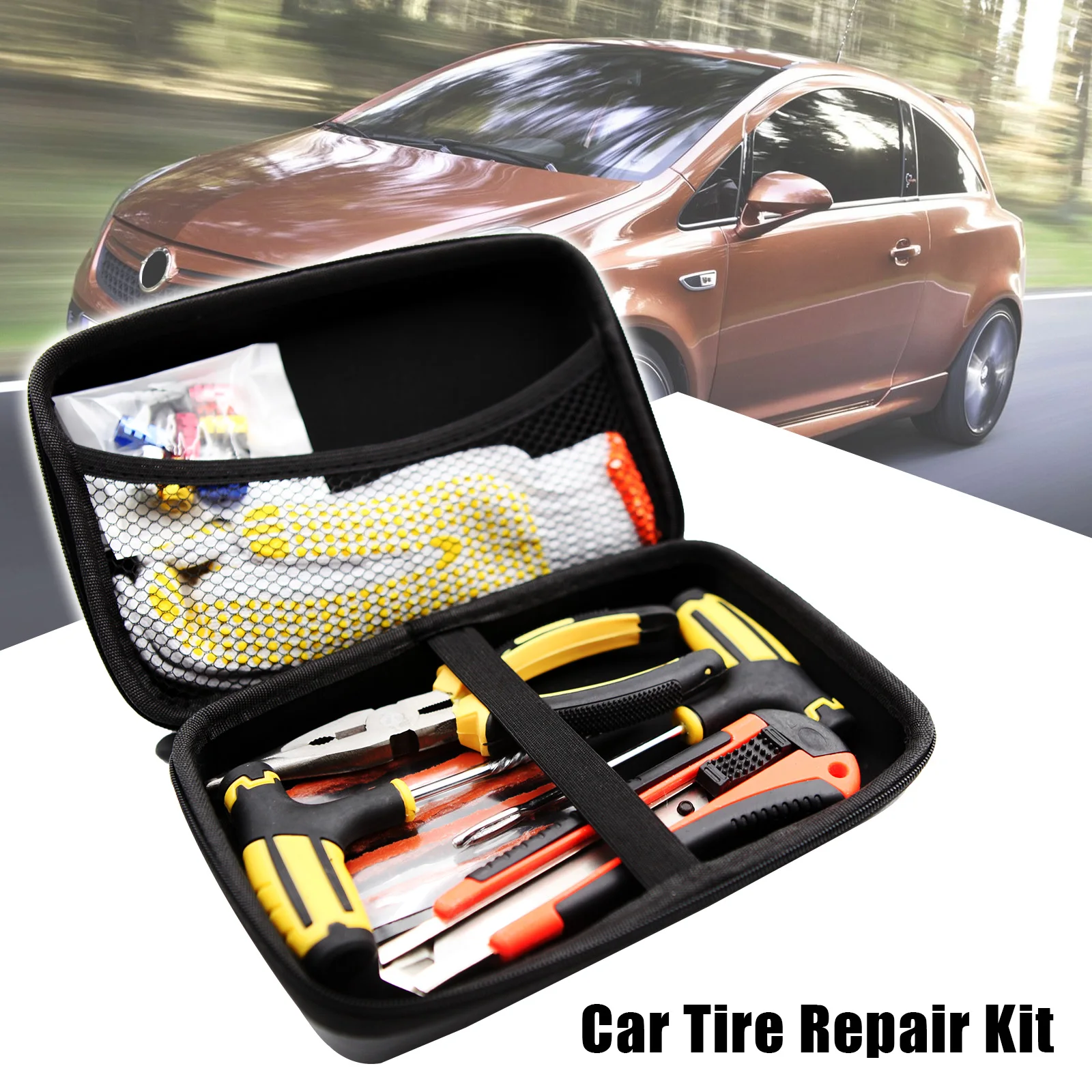 

Car Tire Repair Tool Kit EVA Storage Case Box Studding Tool Set Auto Bike Puncture Plug Garage Needle Nose Pliers Car Accessorie