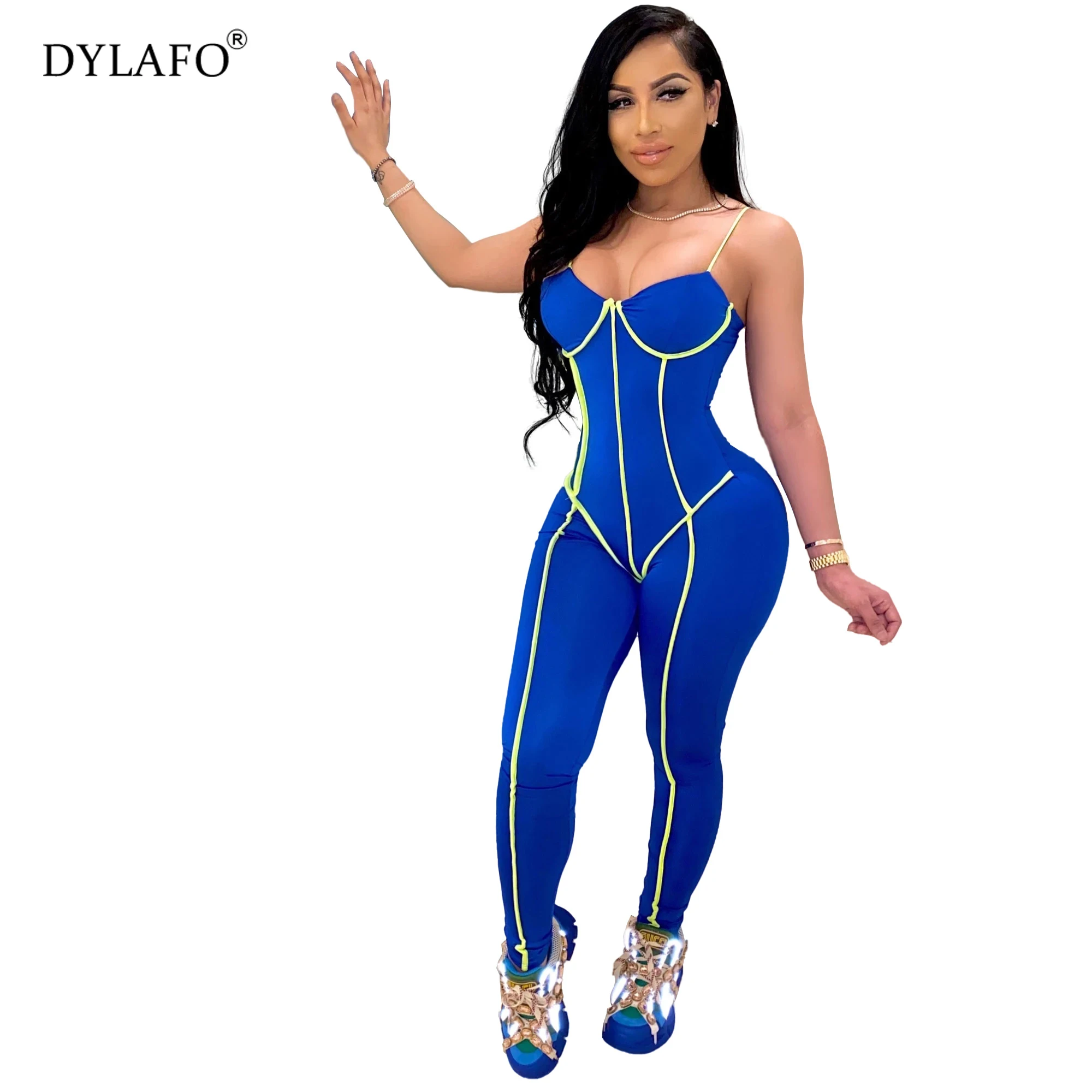 Women Fashion Sexy Tight Spaghetti Strap Jogging Jumpsuits Casual Combinaison Femme Sports Leggings Rompers Overalls Sweatsuit