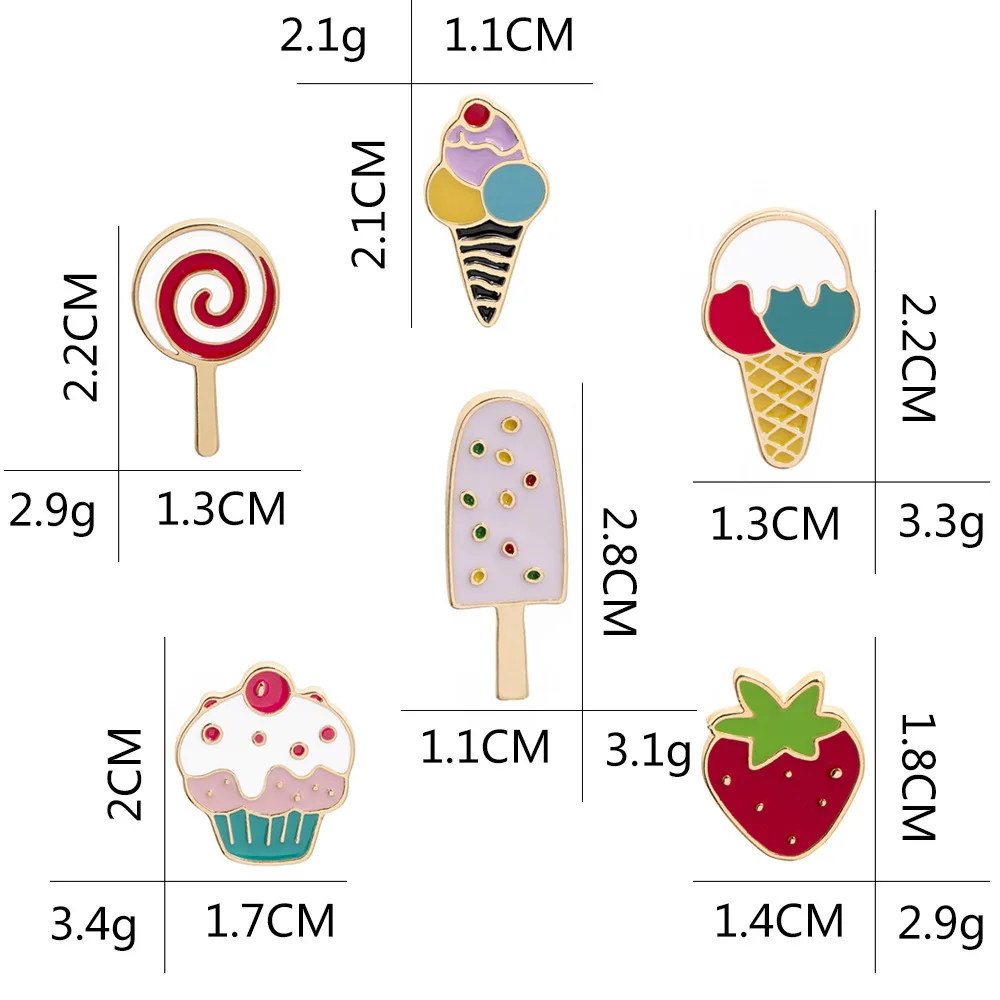 Strawberry Ice Cream Mini Enamel Pin Lollipop Cake Metal Brooch Denim Backpack Lapel Badge Jewelry Gifts for Friends & Kids