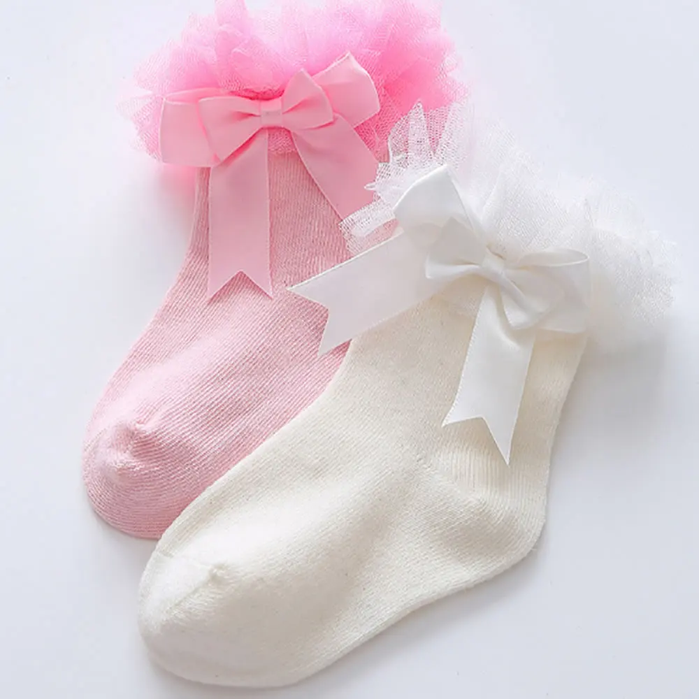 

Newborn Baby Socks Comfortable Princess Baby Lace Socks Combed Cotton Girls Baby Bowknot Infant Ruffled Knitting Sock