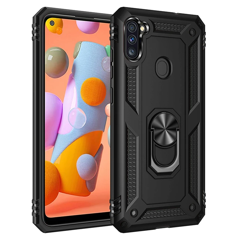 Прочный бронированный чехол для Samsung Galaxy M01, M11, M21, M31 S, M51, S10 Plus, S20 FE, S21, S22, S23, ультратонкий магнитный автомобильный чехол с кольцом-держателем
