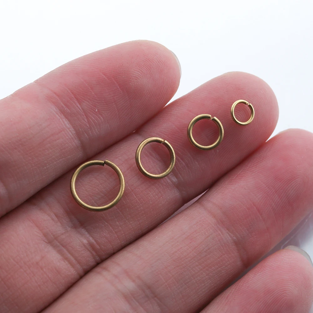 Anillos abiertos redondos de latón puro, conectores de anillo dividido para fabricación de joyas Diy, suministros de hallazgos, venta al por mayor,