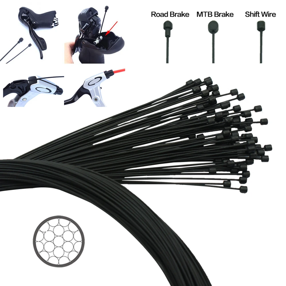 1PC MTB Road Bike Front Rear Derailleur Line Brake Inner Wire Coated Speed Shifting Cable Core Accessory 1100/1700/1550/2100mm