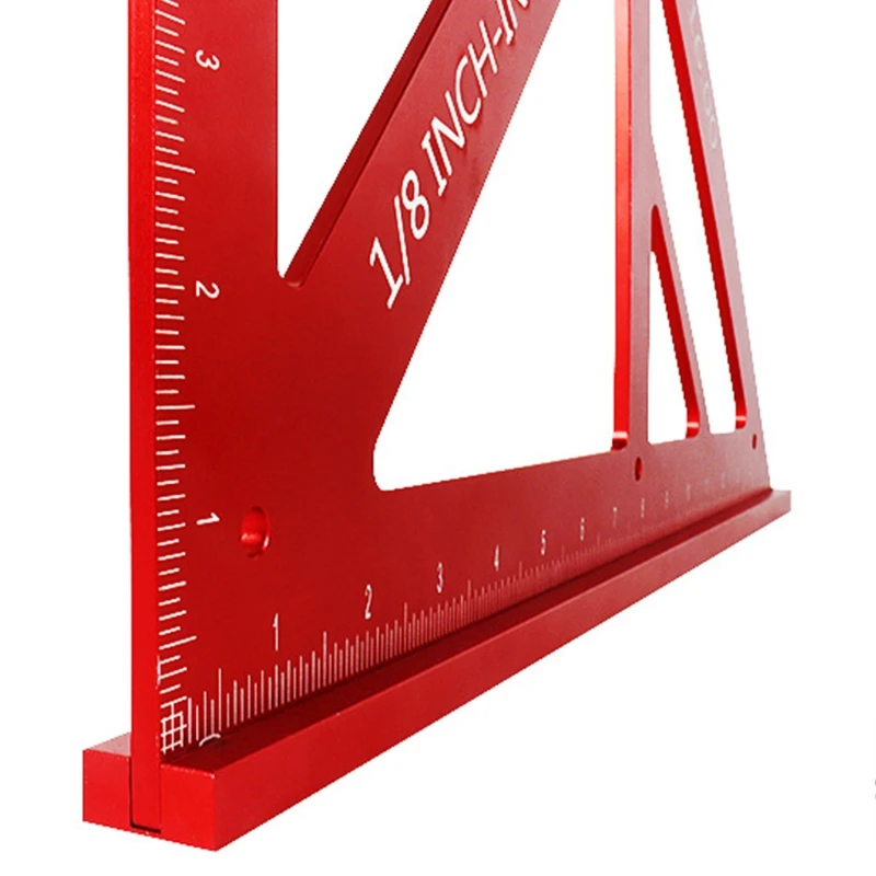 K1KA Practical Aluminum Alloy Triangular Angle Ruler 16 Inch Woodworking Measure Tool 45/90 Degrees Gauge with Precise Scale