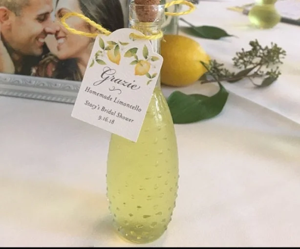 30pcs personalise any text  Grazie Limoncello Wedding Favor Tags, Custom text Limoncello Labels Watercolor Lemon thank you tags
