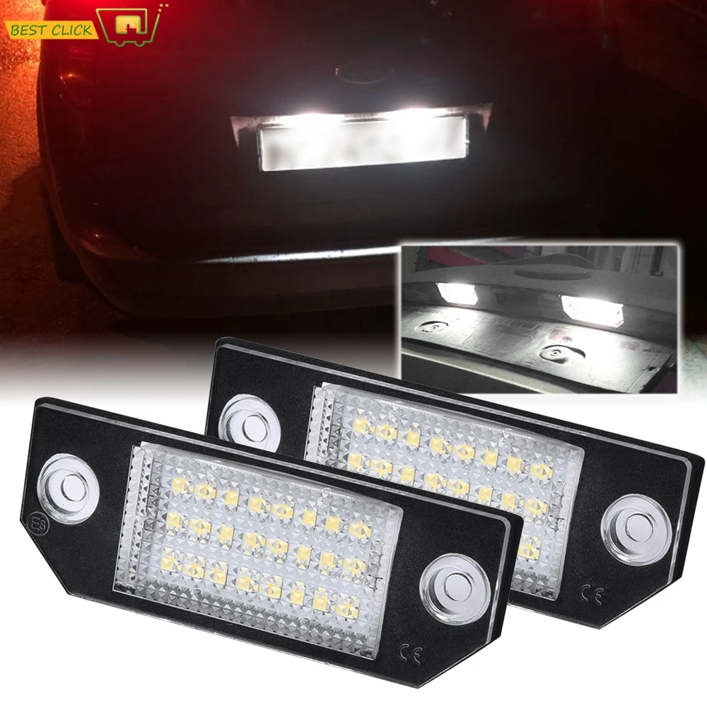 Car License Plate Lights 12V LED White Number Lamps Plate Light Tail Signal Lamp Assembly For Ford Focus 2 MK2 2003-2008 C-MAX