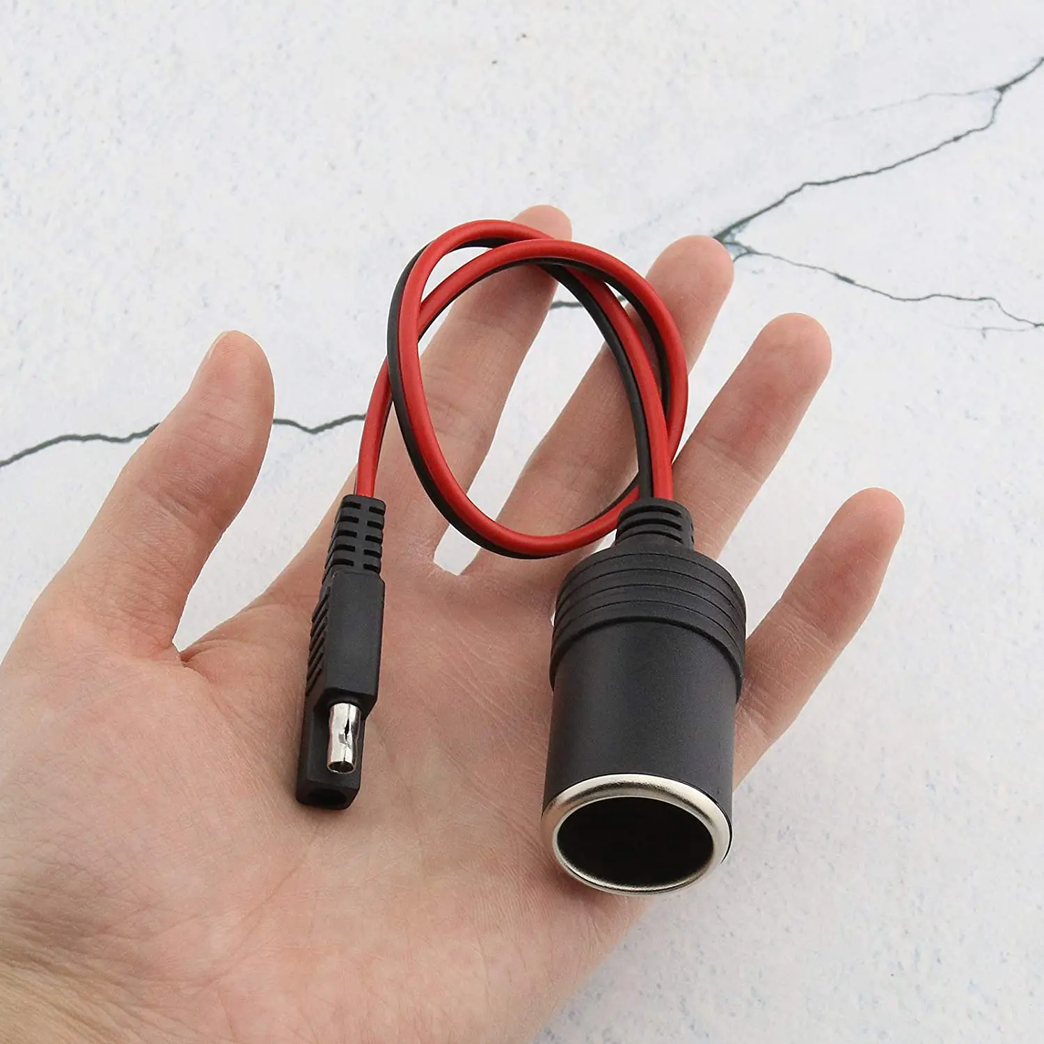 Soquete fêmea para isqueiro de carro, cabo de extensão de bateria para painel solar automotivo, desconexão rápida, 14awg 30cm