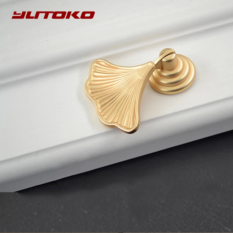 YUTOKO foglia d\'oro 1 pezzo maniglie in ottone mobili Cabint tira armadio di lusso comò armadio armadio cassetto tira manopole DLS01