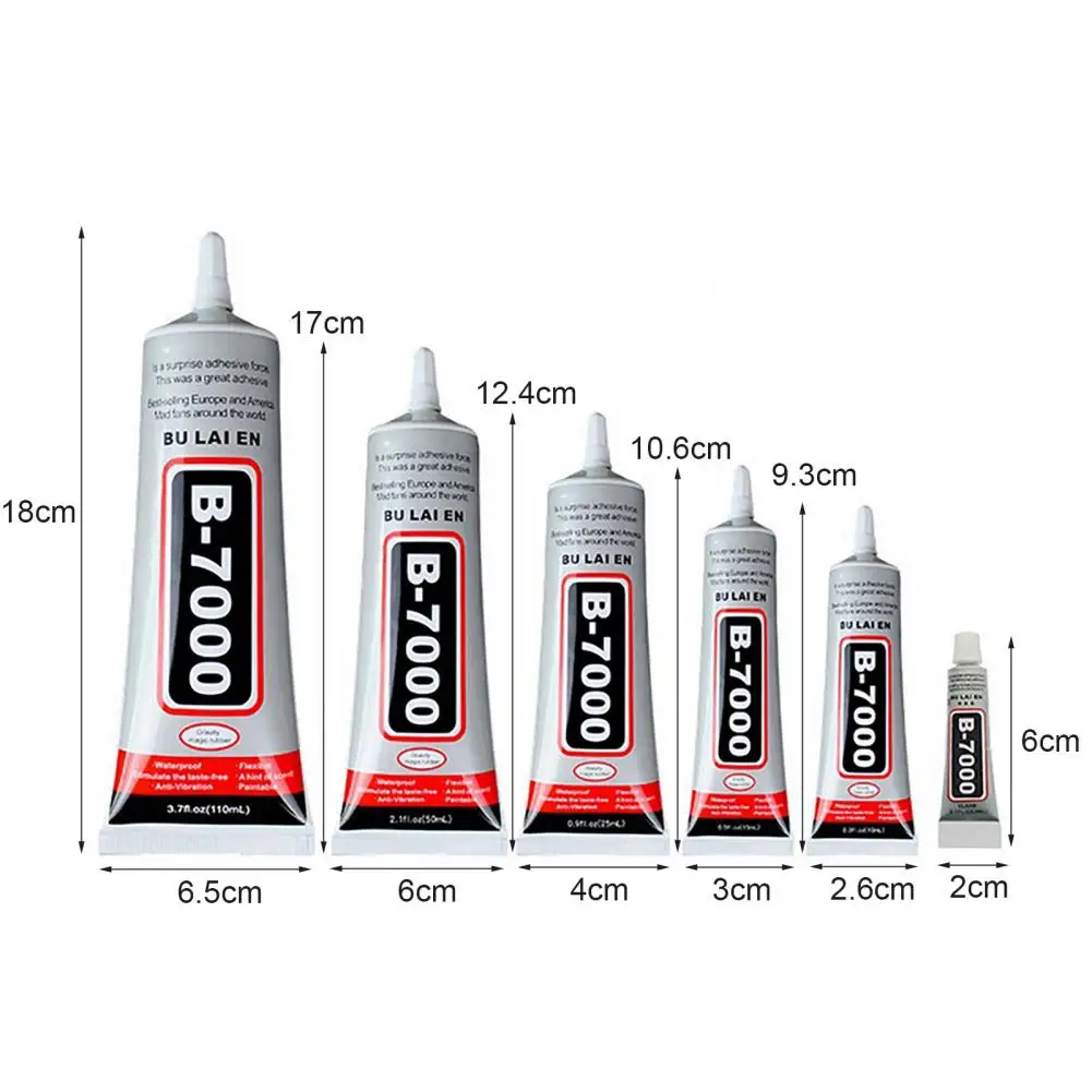 Cola lcd para celular b7000, 2 peças, semi-fluida, adesivo forte, à prova d'água, cola universal, faça você mesmo, joias, artesanato