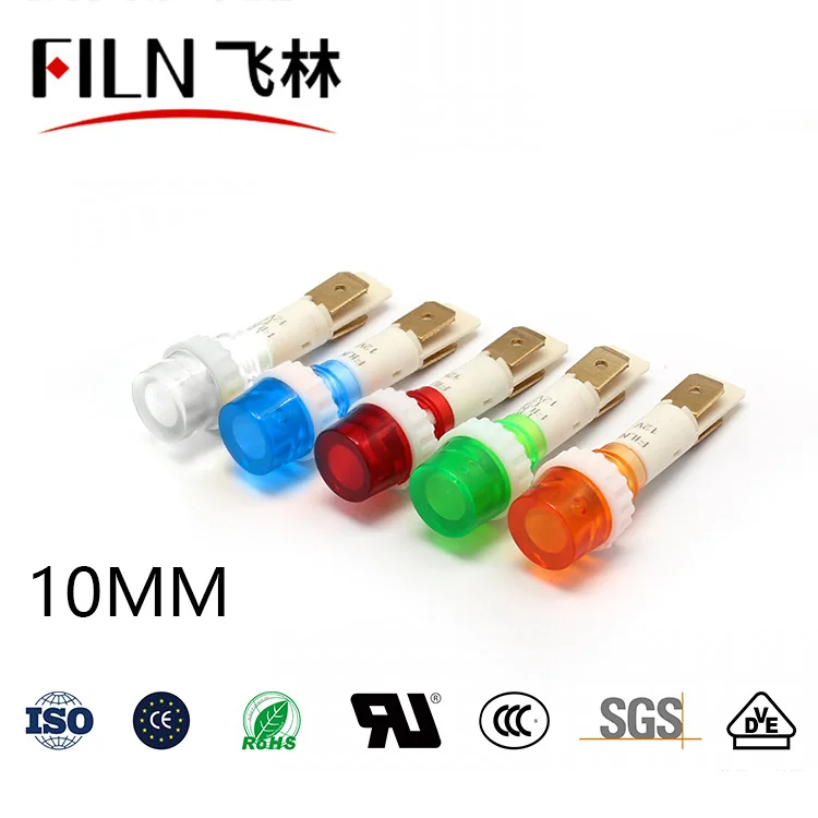 FILN YueQing high qoality 12v 24v 110v 220v 10mm led signal light signal lamp indicator light pilot lamp