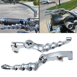 Chrome Skull Skeleton Brake Clutch Levers Black Aluminum for Honda Shadow VTX1300 VT 750 600 1100 CB Nighthawk Spirit Magna