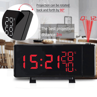 USB Charge Digital Thermometer Hygrometer Projection Alarm Clock Radio Snooze Timer Temperature LED Display FM Radio Clock