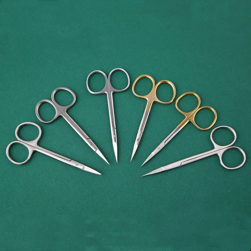 Shanghai Zhonghe Tiangong Fine Scissors Beauty Double Eyelid Surgery Scissors Stainless Steel Tissue Scissors Gold Handle Sharp