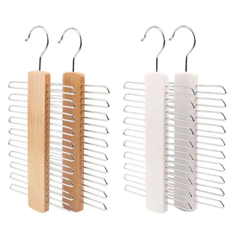 4X7B Wooden 20 Bar Tie Rack Hanger - Scarf, Belt, Accessory Organiser