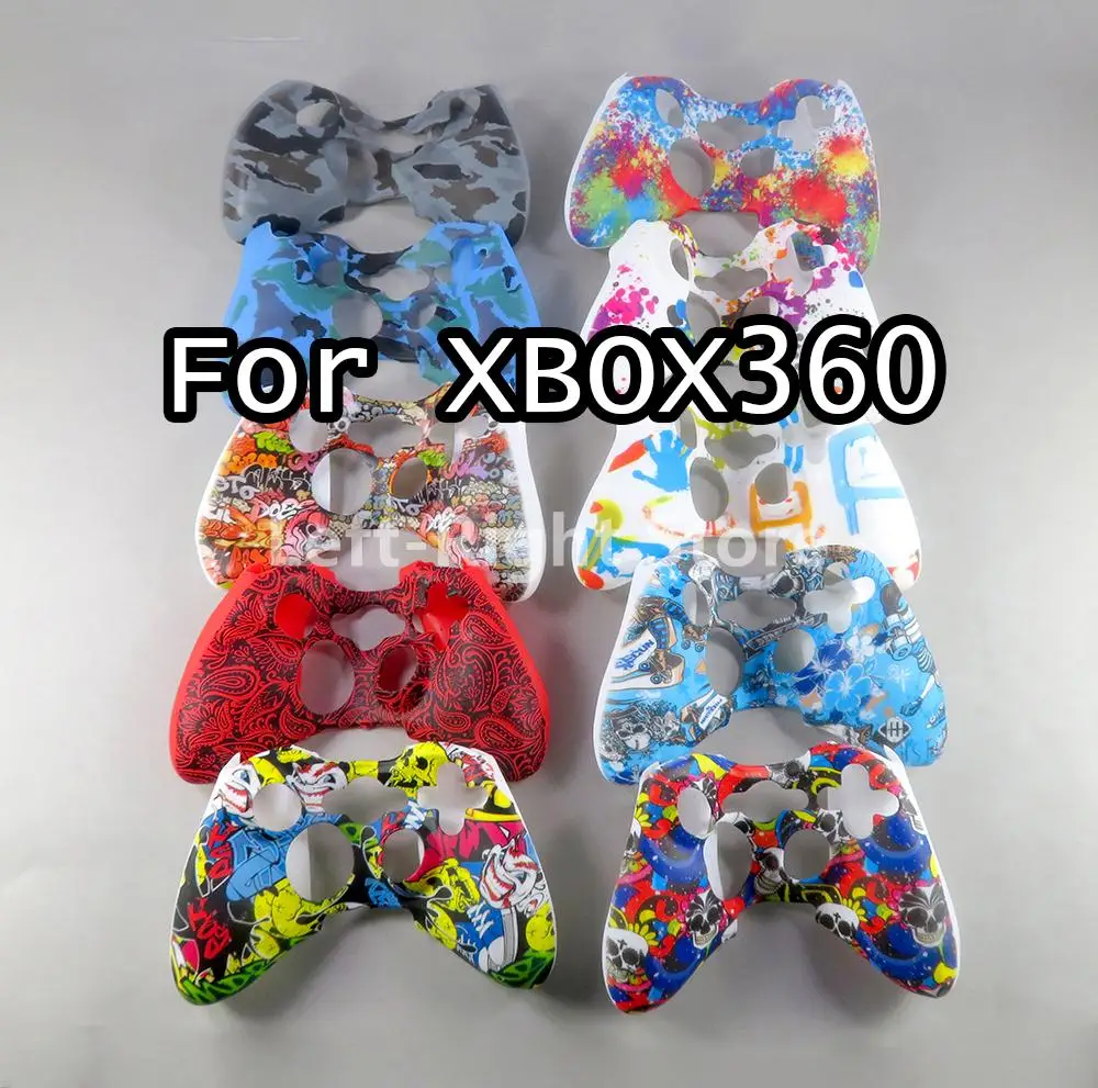 100PCS Water Transfer Printing Protective Skin for Microsoft Xbox 360 Wired / Wireless Controller Silicone Case Cover