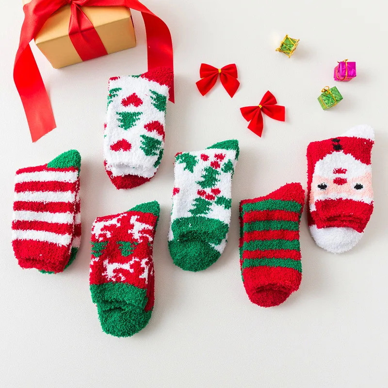 1pair New Winter Warm Colorful kawaii Stereo Socks Arrivals Women Sock Soft Cotton Cute Santa Claus Deer For Girl Christmas Gift