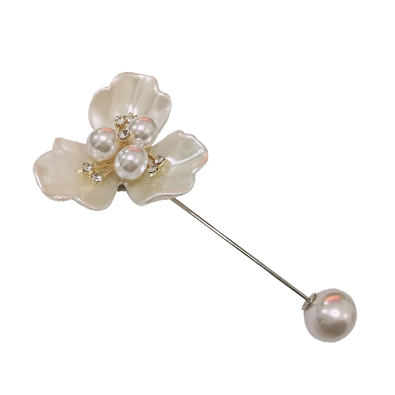 Manufacturers direct new fashion joker pearl style creativity camellia four petals five petals a word pin brooch