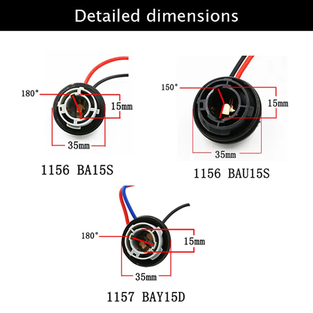 YSY 4Pcs 1156 BA15S 1157 BAY15D 7506 P21W BAU15S LED Bulbs Socket Harness Plugs female holder adapter connector wire cables